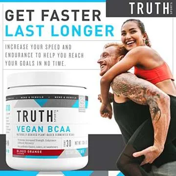 Truth Nutrition Vegan BCAA Powder- 2:1:1 Ratio Natural BCAAs Amino Acids Powder for Energy, Muscle Building, Post Workout Recovery Drink for Muscle Recovery (Blood Orange, 30 Servings)