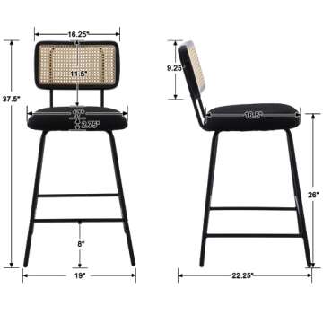 ZSARTS Black Rattan Barstools Set of 4 for Your Home