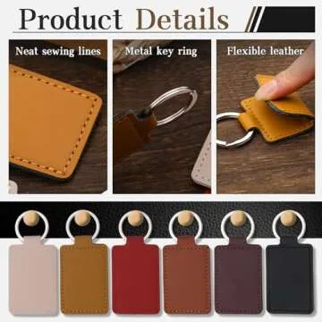 Tikjiua 30 Pcs Leather Key Fob Kit, Rectangular PU Leather Keychain Blanks with Keychain Rings, Laser Engraving Keychain, Stamping DIY Crafts for Leather Working
