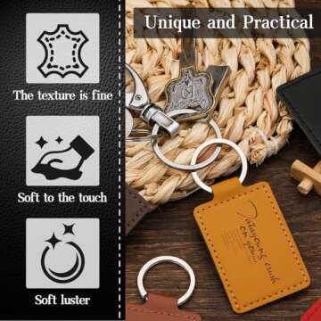 Tikjiua 30 Pcs Leather Key Fob Kit, Rectangular PU Leather Keychain Blanks with Keychain Rings, Laser Engraving Keychain, Stamping DIY Crafts for Leather Working