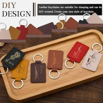 Tikjiua 30 Pcs Leather Key Fob Kit, Rectangular PU Leather Keychain Blanks with Keychain Rings, Laser Engraving Keychain, Stamping DIY Crafts for Leather Working
