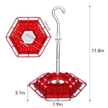 Hummingbird Feeders for Outdoors, Shirem Hummingbird Feeder, Sherem Hummingbird Feeder and Built-in Ant Moat, 30 Feeder Ports, Hummingbird Feeders for Outdoors Hanging Ant and Bee Proof (Red)