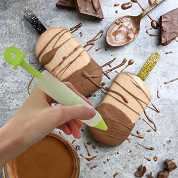 SNAIL GARDEN Acrylic Cakesicle Sticks, 64Pcs Multicolors Glitter Acrylic Sticks & Mirror Ice Cream Sticks 4.5inch Reusable Popsicle Sticks Mini Ice Pop Craft for DIY Cake Candy, Ice Cream, Kids Gifts