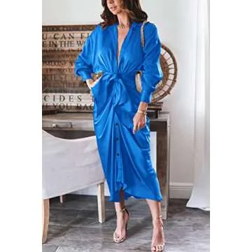 BTFBM Women's Elegant Satin Dress for Special Occasions