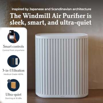 Windmill Air Purifier - 3-in-1 HEPA Filtration, Quiet, Smart