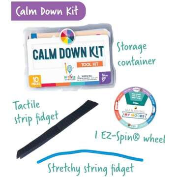 Carson Dellosa Be Clever Wherever 10-Piece Classroom Calm Down Tool Kit for Anxiety Relief, Calm Dow...