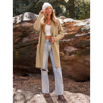 LILLUSORY Stylish Long Knit Wool Cardigan for Women