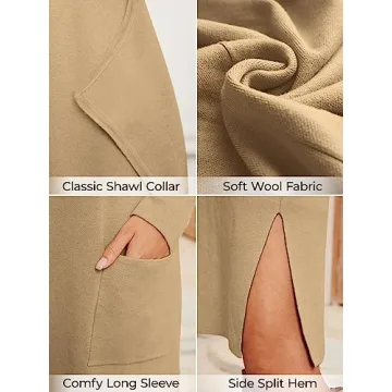 LILLUSORY Stylish Long Knit Wool Cardigan for Women