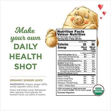 Organic Ginger Juice, 99% Pure Ginger Juice by The Ginger People – Drug Free Digestive Health, Original Flavor, Premium Quality Organic Ginger Juice, 32 Fl oz Bottle (Pack of 1)