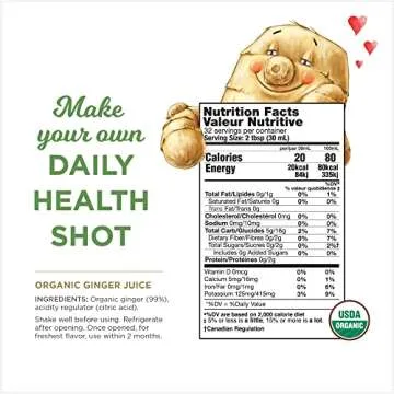 Organic Ginger Juice, 99% Pure Ginger Juice by The Ginger People – Drug Free Digestive Health, Original Flavor, Premium Quality Organic Ginger Juice, 32 Fl oz Bottle (Pack of 1)