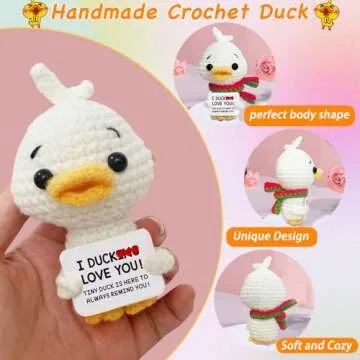 Valentines Day Gifts for Him Her Anniversary Cute Valentines Gifts for Boyfriend Girlfriend Women Mens Wife Husband Couple Birthday Gift Handmade Emotional Support Crochet Animals Funny Positive Duck