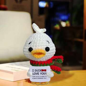 Valentines Day Gifts for Him Her Anniversary Cute Valentines Gifts for Boyfriend Girlfriend Women Mens Wife Husband Couple Birthday Gift Handmade Emotional Support Crochet Animals Funny Positive Duck