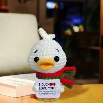 Valentines Day Gifts for Him Her Anniversary Cute Valentines Gifts for Boyfriend Girlfriend Women Mens Wife Husband Couple Birthday Gift Handmade Emotional Support Crochet Animals Funny Positive Duck