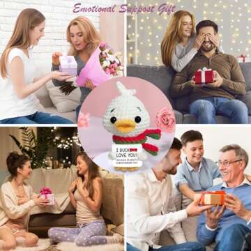 Valentines Day Gifts for Him Her Anniversary Cute Valentines Gifts for Boyfriend Girlfriend Women Mens Wife Husband Couple Birthday Gift Handmade Emotional Support Crochet Animals Funny Positive Duck