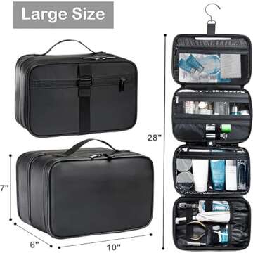 BAGSPRITE Large Hanging Toiletry Bag for Men and Women - Water-Resistant Travel Toiletry Bag - Makeu...