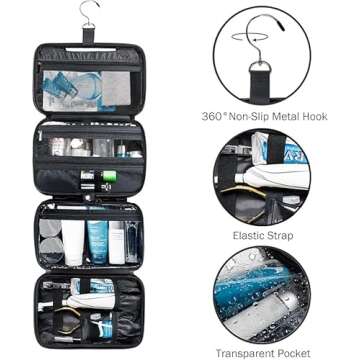 BAGSPRITE Water-Resistant Hanging Toiletry Bag for Travel