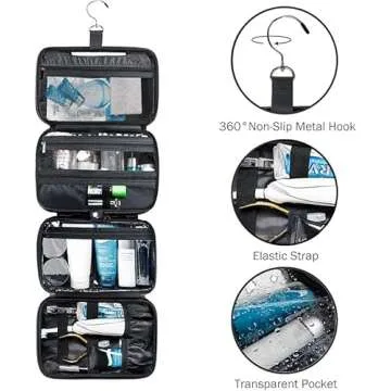 BAGSPRITE Water-Resistant Hanging Toiletry Bag for Travel