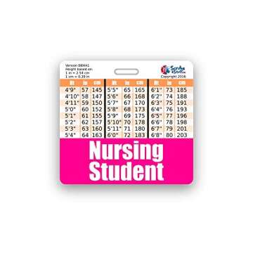 Nursing Student Badge Buddy Horizontal w/Height & Weight Conversion Charts (Standard, Pink)