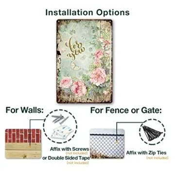 Vintage Rose Metal Tin Flower Sign for Home Decor