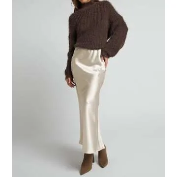 VividMosaic 2025 Satin High Waisted Maxi Skirt Silk A-Line Spring Summer Casual Long Skirts for Wome...