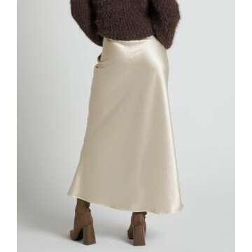 VividMosaic 2025 Satin High Waisted Maxi Skirt Silk A-Line Spring Summer Casual Long Skirts for Women