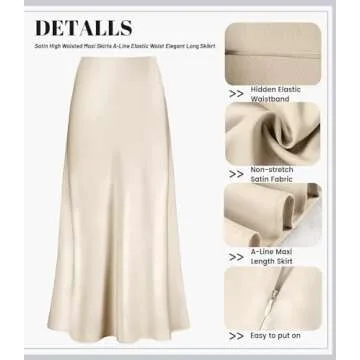 VividMosaic 2025 Satin High Waisted Maxi Skirt Silk A-Line Spring Summer Casual Long Skirts for Women