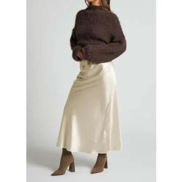 VividMosaic 2025 Satin High Waisted Maxi Skirt Silk A-Line Spring Summer Casual Long Skirts for Women