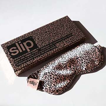 Slip Silk Sleep Mask, Rose Leopard (One Size) - 100% Pure Mulberry 22 Momme Silk Eye Mask - Comfortable Sleeping Mask with Elastic Band + Pure Silk Filler and Internal Liner