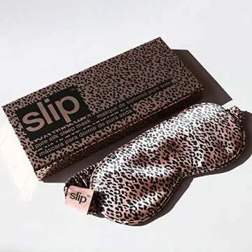 Slip Silk Sleep Mask, Rose Leopard (One Size) - 100% Pure Mulberry 22 Momme Silk Eye Mask - Comfortable Sleeping Mask with Elastic Band + Pure Silk Filler and Internal Liner
