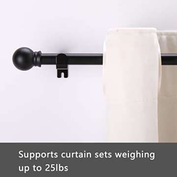 GXOACKJ Curtain Rods for windows 48 to 84-93 inch, 5/8 inch Decorative Matte Black Splicing Heavy Du...