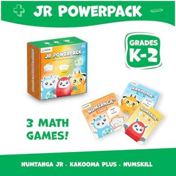 JR PowerPack Math Games (Grades K-2) - Set of 3 Fun & Educational Card Games for Kids - Perfect for ...