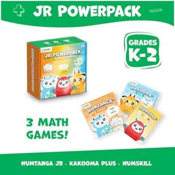 JR PowerPack Math Games (Grades K-2) - Set of 3 Fun & Educational Card Games for Kids - Perfect for ...