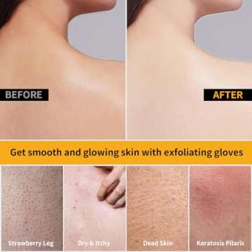 Sawnfay Exfoliating Glove 2 pcs, Exfoliating Mitt for Bath and Shower, 100% Vegan Viscose exfoliating body scrubber, Dead Skin Remover & Body Scrubber Exfoliator, (Beige&Green)