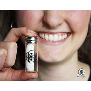 Luxury Vegan Dental Corn Floss with Refillable Glass Container | Natural Candelilla Wax | in Corn Starch Bag | Biodegradable Made with Natural Corn, Ginger and Peppermint | 1x33yards | Zero Waste