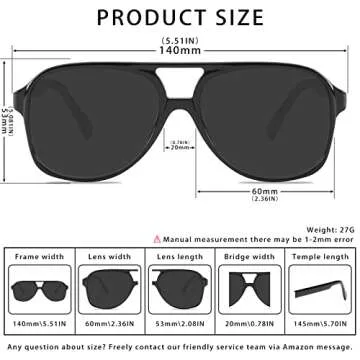 YDAOWKN Retro Aviator Sunglasses for Womens Mens Large Frame Classic 70s Vintage Sunglasses Aviators