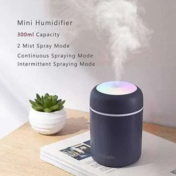 AISHNA Humidifier Colorful Cool Mini Humidifier,Essential Oil Diffuser Aroma Essential Oil USB Cool Mist Humidifier,2 Adjustable Mist Modes, Super Quiet,for Car,Office,Bedroom(Pink)