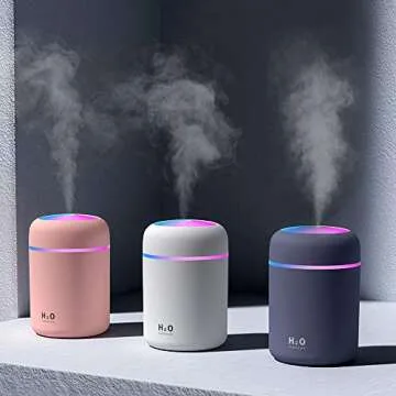 AISHNA Humidifier Colorful Cool Mini Humidifier,Essential Oil Diffuser Aroma Essential Oil USB Cool Mist Humidifier,2 Adjustable Mist Modes, Super Quiet,for Car,Office,Bedroom(Pink)