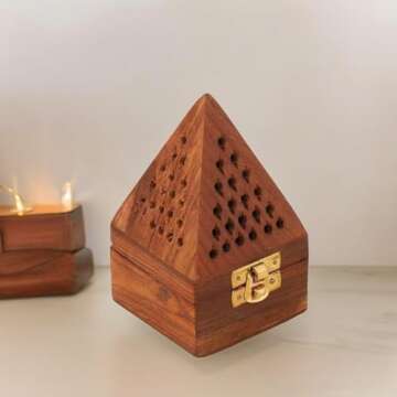 Bless-International Handmade Wooden Incense Stick Holder 5 Inch