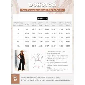 Dokotoo Jumpsuit for Womens Dressy Casual Deep V Neck 2025 Resort Wear Sleeveless Dress One Piece Open Back Long Romper Elastic Waist with Pockets Outfits for Summer,Black Large