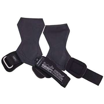 Weight Lifting Hand Grips Heavy Deadlifts Rows Pull Ups Neoprene Padded Wrist Wraps Support Rubber Straps Gloves Powerlifting Bodybuilding (Pair) (Small, Black)