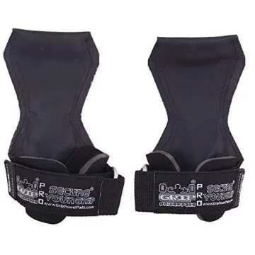 Weight Lifting Hand Grips Heavy Deadlifts Rows Pull Ups Neoprene Padded Wrist Wraps Support Rubber Straps Gloves Powerlifting Bodybuilding (Pair) (Small, Black)