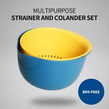 BLUE GINKGO Strainer and Colander Set - Perfect Rice Preparation