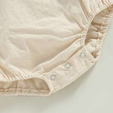 Baby Girl Easter Outfit Vintage Onesie Overalls and Bunny Ears/Toddler Dress Sister Mathing Clothes with Tail (Onesie Bunny Beige,3-6 Months)