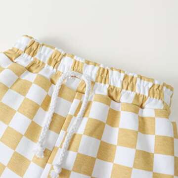 FRLOONY Toddler Baby Boy Clothes Kids Summer Outfits Checkerboard Plaids Short Sleeve T-Shirt Tops + Shorts 2Pcs Clothing Set (Yellow, 3 T)