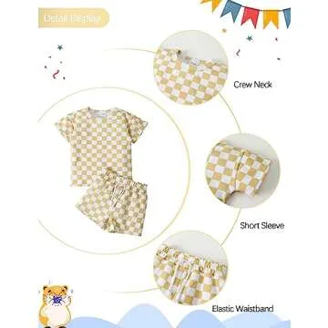 FRLOONY Toddler Baby Boy Clothes Kids Summer Outfits Checkerboard Plaids Short Sleeve T-Shirt Tops + Shorts 2Pcs Clothing Set (Yellow, 3 T)