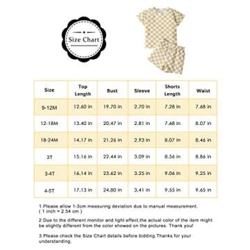 FRLOONY Toddler Baby Boy Clothes Kids Summer Outfits Checkerboard Plaids Short Sleeve T-Shirt Tops + Shorts 2Pcs Clothing Set (Yellow, 3 T)