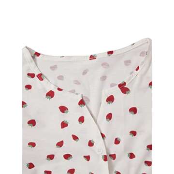 Verdusa Women's 2-Piece Button Down Short Sleeve Ditsy Floral Button Front Sleepwear Loungewear Pj Set Red S