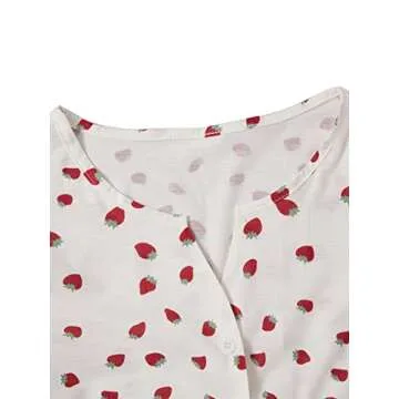 Verdusa Women's 2-Piece Button Down Short Sleeve Ditsy Floral Button Front Sleepwear Loungewear Pj Set Red S