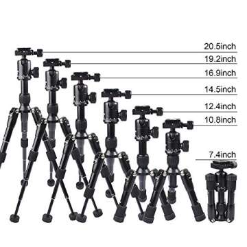Mini Tripod, Ruittos Tabletop Camera Tripod, 22inch High DSLR Travel Tripod, with 360 Degree Pan Ball Head, Aluminum Alloy, Ultra Compact Portable Compatible with Canon, Nikon, Sony..