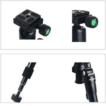 Mini Tripod, Ruittos Tabletop Camera Tripod, 22inch High DSLR Travel Tripod, with 360 Degree Pan Ball Head, Aluminum Alloy, Ultra Compact Portable Compatible with Canon, Nikon, Sony..